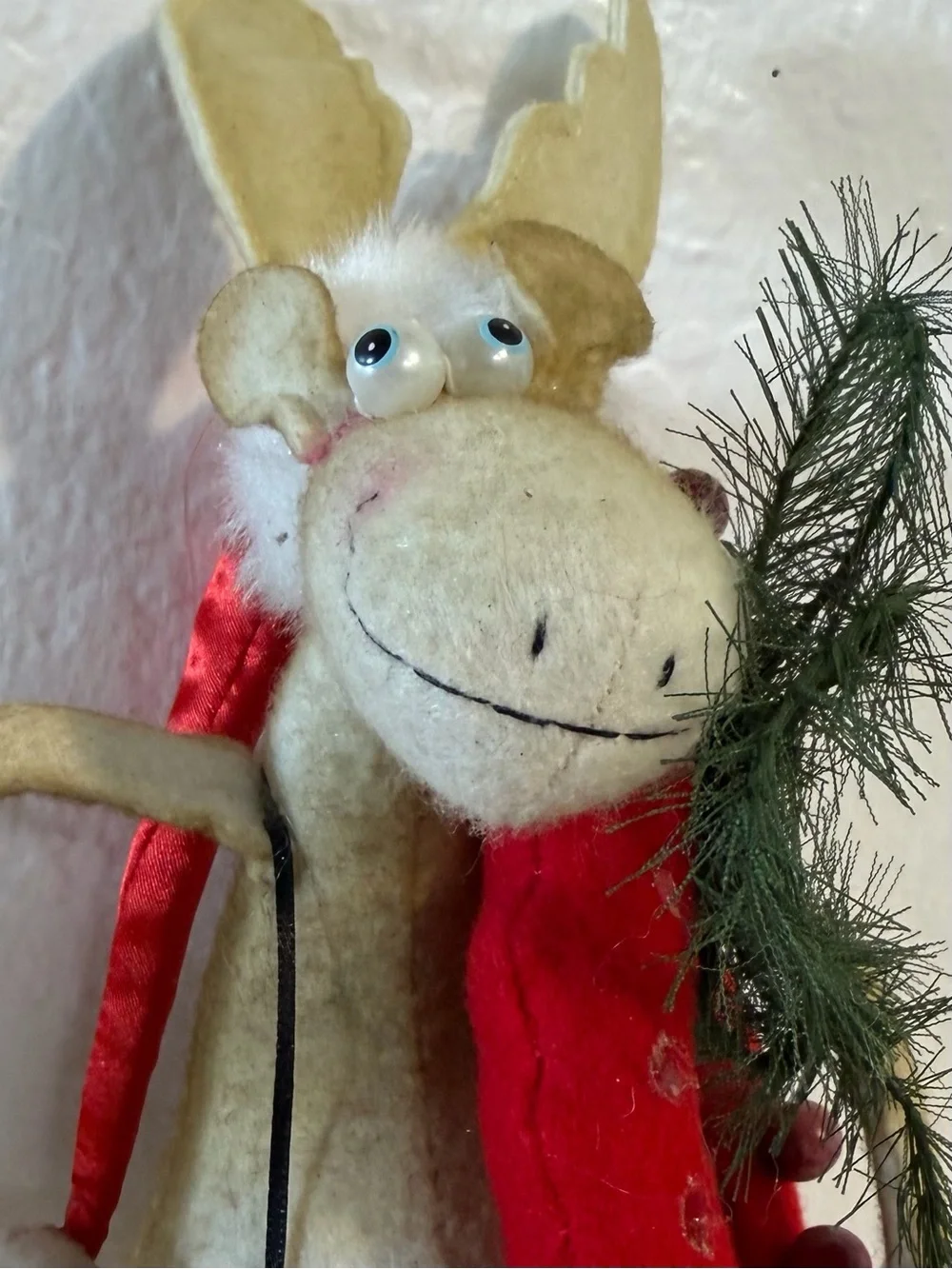 Shelf Sitting Folk Art Christmas Santa Moose Sooty CrazyEyes